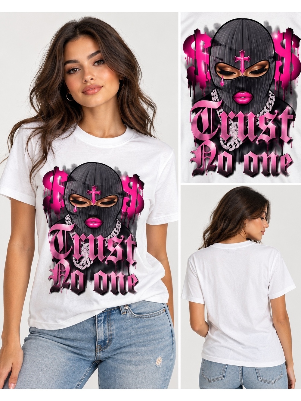 White Trust No One Graphic T Shirt